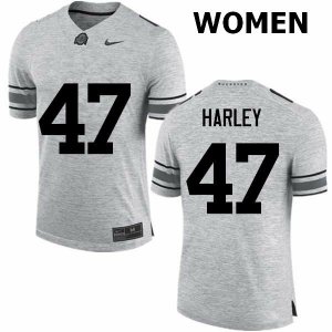 NCAA Ohio State Buckeyes Women's #47 Chic Harley Gray Nike Football College Jersey AHK0845GK